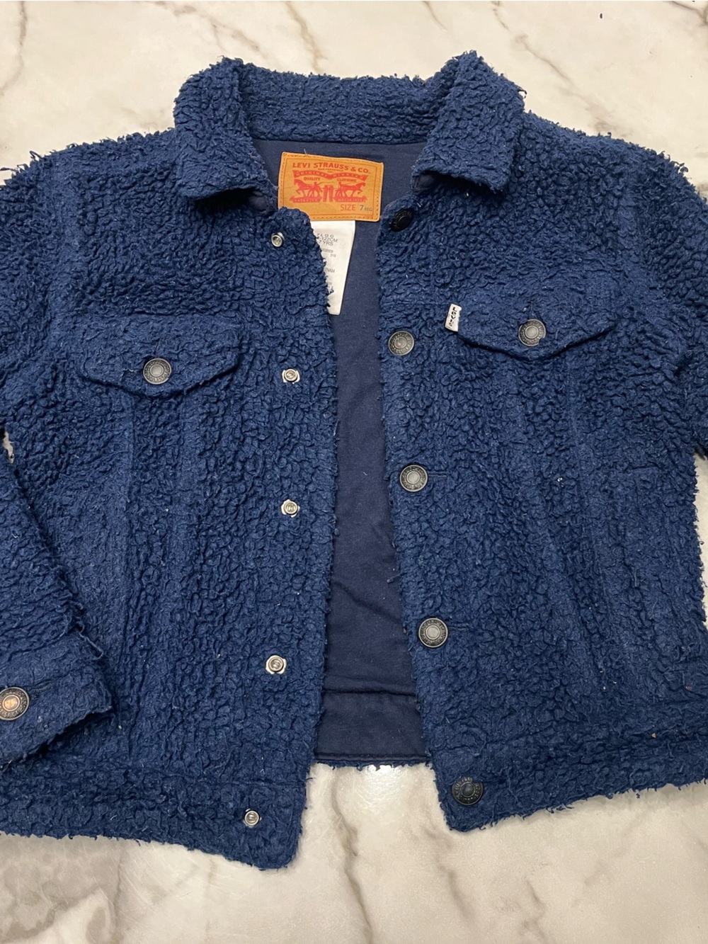 Levi's Kids Navy Blue Sherpa Jean Jacket